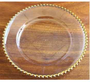 ASSIETTE TRANSPARENT DOREE