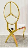 Chaise pour adulte Matériau: acier inoxydables doré + PU blanc Coussin