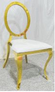 Chaise pour adulte Matériau: acier inoxydable doré + coussin polyuréthane blanc + Dossier en acrylique transparent