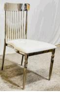 Chaise pour adulte Matériau: Acier inoxydable argenté + PU blanc Coussin