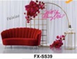 Canapé 3 places Matériau: Acier inoxydable doré + Coussin en velours rouge