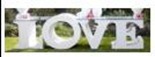 Table à lettres LOVE avec plateau en verre transparent