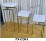 Ensemble de 3 présentoirs à gâteaux Matériau: acier inoxydable doré+ blanc Plateau en MDF